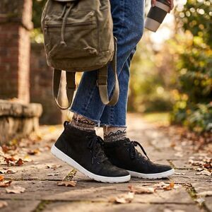 Bearpaw Gracie Black Microsuede Chukka Sneaker Boots White Sole Size 7